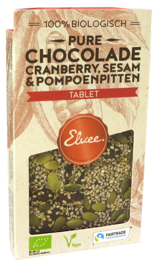 Pure chocolade cranberry, sesam & pompoenpitten